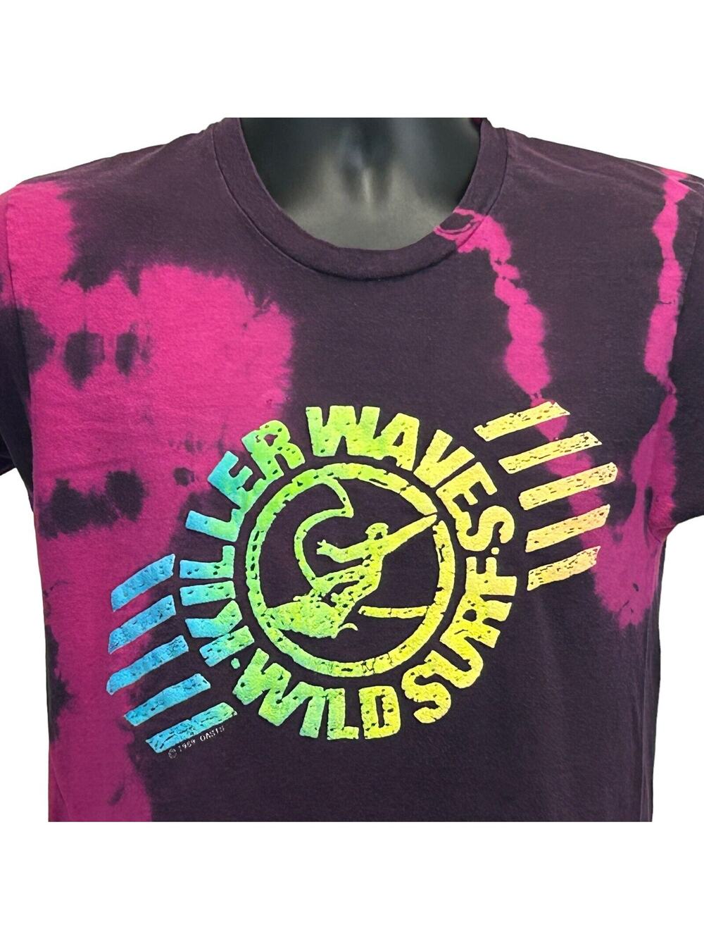 Vintage 80s Killer Waves Wild Surf T Shirt Surfer Surfing USA Purple S Small